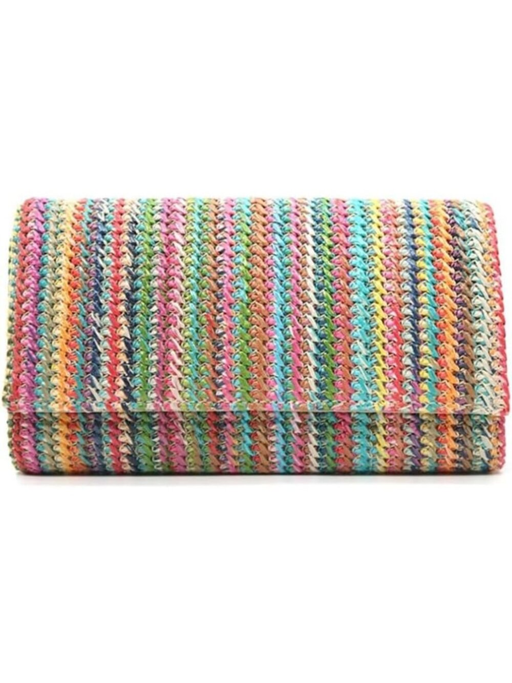 Women’s Rainbow3 Straw Woven Clutch Purse Crossbody Evening Wedding Handbag